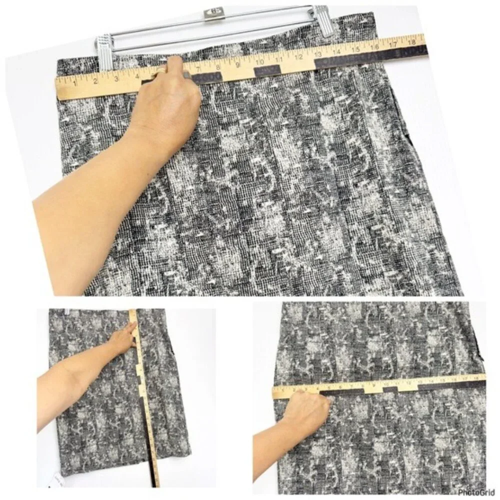 MM. Lafleur Crosby Pencil Skirt Scribble Jacquard Black Cream Size 8 NEW